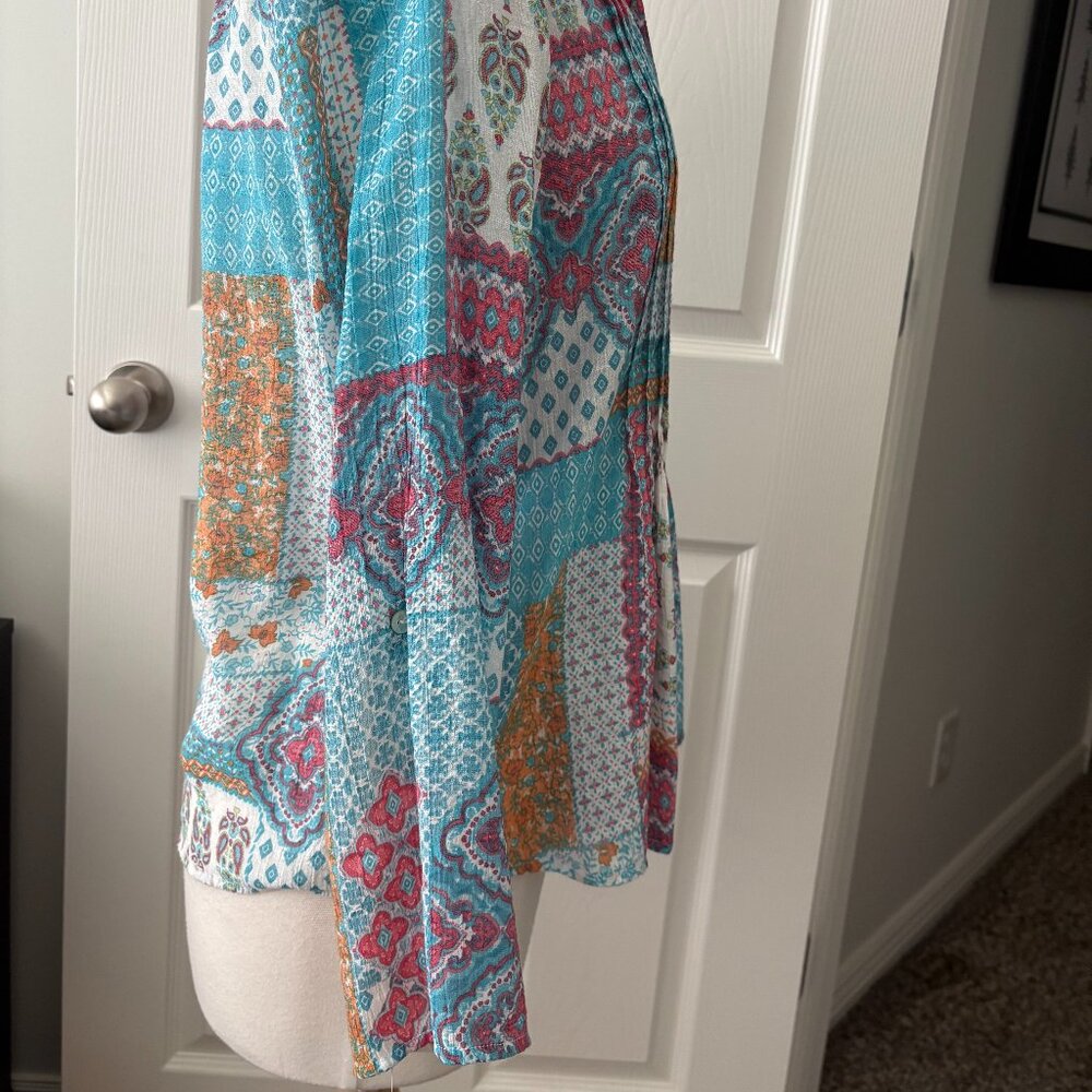 Pastel Patchwork Design Top PL Ruby Rd petite - Picture 3 of 5